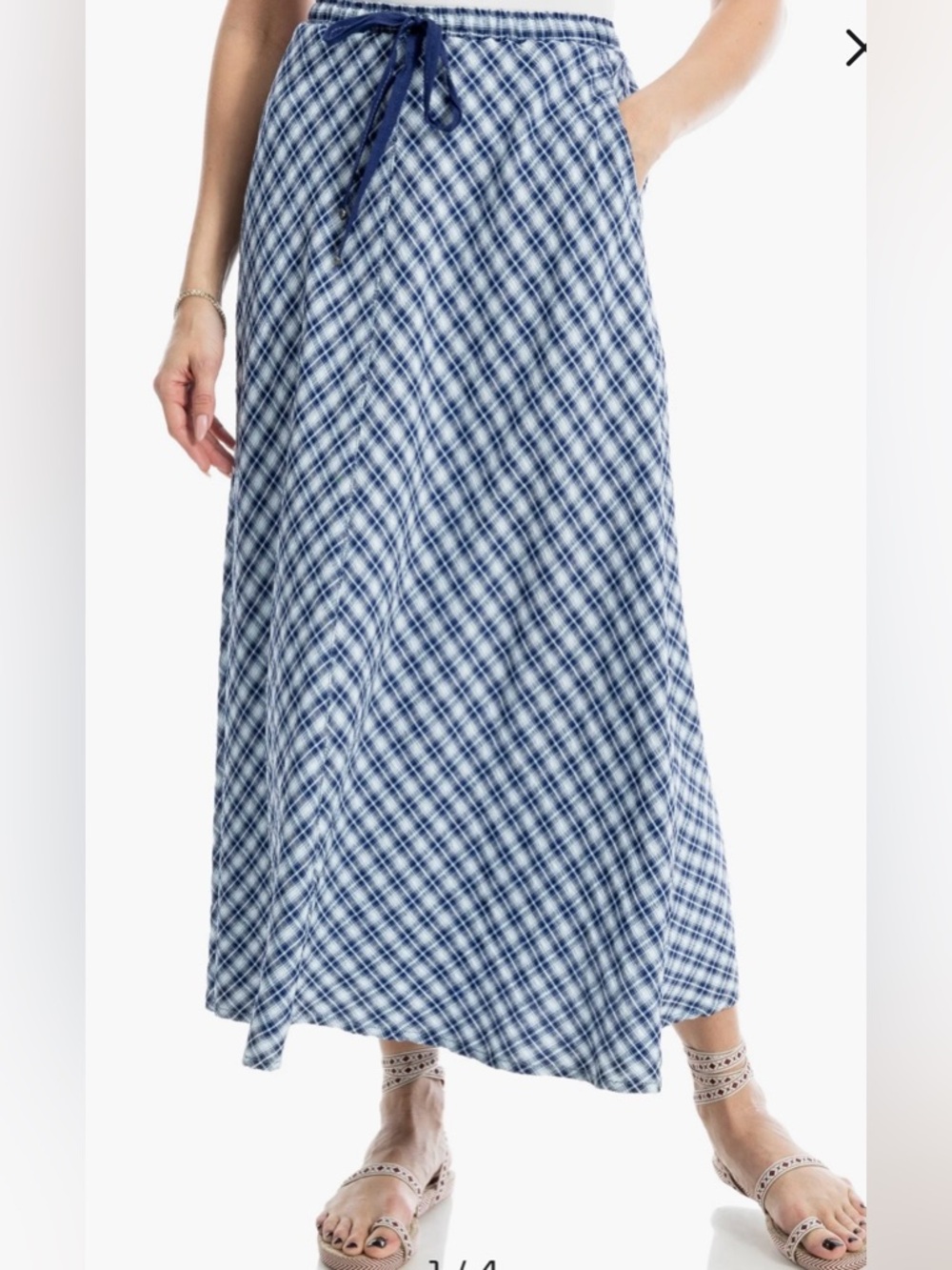 Max Studio Blue Plaid Maxi Skirt